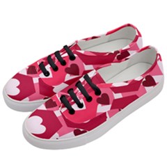 Pink Hearts Pattern Love Shape Women s Classic Low Top Sneakers by Pakrebo