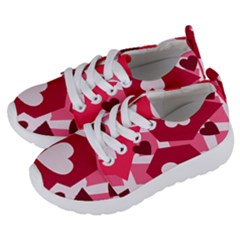 Pink Hearts Pattern Love Shape Kids  Lightweight Sports Shoes by Pakrebo