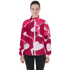 Pink Hearts Pattern Love Shape High Neck Windbreaker (women)