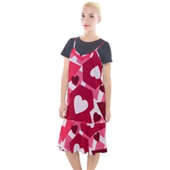 Pink Hearts Pattern Love Shape Camis Fishtail Dress