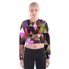 Abstract Geometric Triangles Shapes Cropped Sweatshirt by Pakrebo