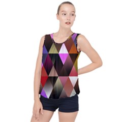 Abstract Geometric Triangles Shapes Bubble Hem Chiffon Tank Top