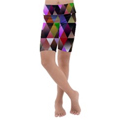 Abstract Geometric Triangles Shapes Kids  Lightweight Velour Cropped Yoga Leggings