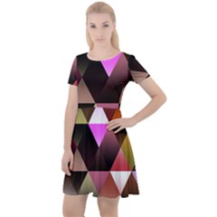 Abstract Geometric Triangles Shapes Cap Sleeve Velour Dress 