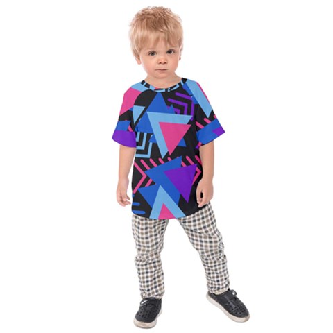 Memphis Pattern Geometric Abstract Kids  Raglan Tee by Pakrebo