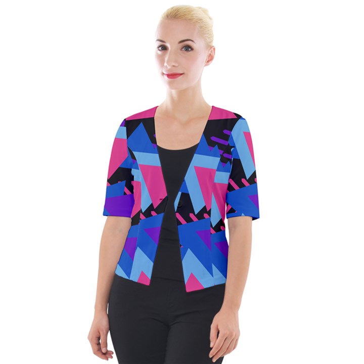 Memphis Pattern Geometric Abstract Cropped Button Cardigan