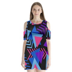 Memphis Pattern Geometric Abstract Shoulder Cutout Velvet One Piece