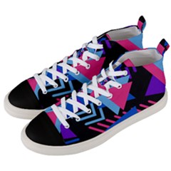 Memphis Pattern Geometric Abstract Men s Mid-top Canvas Sneakers by Pakrebo