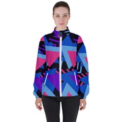 Memphis Pattern Geometric Abstract High Neck Windbreaker (women)