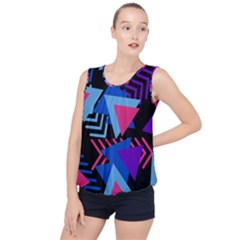 Memphis Pattern Geometric Abstract Bubble Hem Chiffon Tank Top