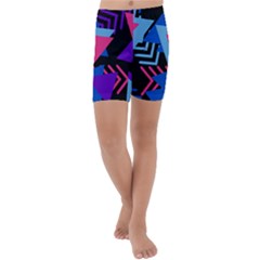 Memphis Pattern Geometric Abstract Kids  Lightweight Velour Capri Yoga Leggings