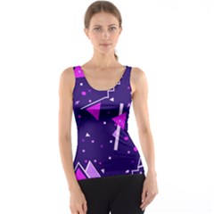 Purple Blue Geometric Pattern Tank Top by Pakrebo