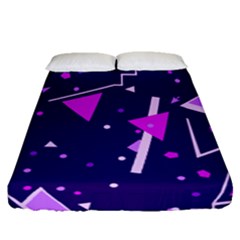 Purple Blue Geometric Pattern Fitted Sheet (queen Size) by Pakrebo