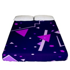 Purple Blue Geometric Pattern Fitted Sheet (king Size) by Pakrebo