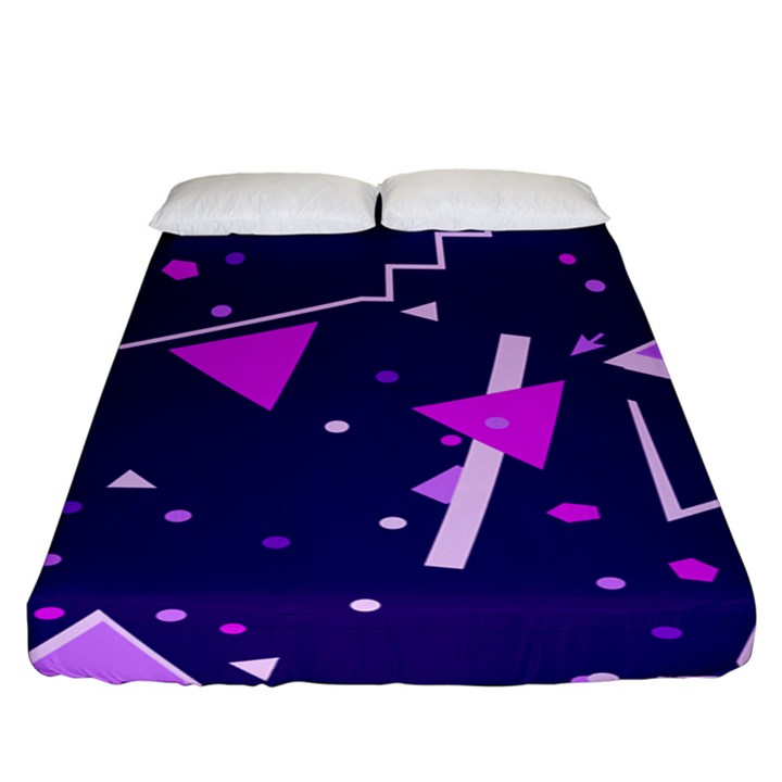 Purple Blue Geometric Pattern Fitted Sheet (King Size)