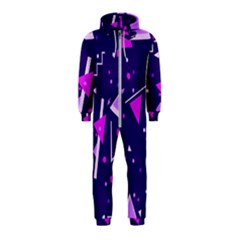 Purple Blue Geometric Pattern Hooded Jumpsuit (kids) by Pakrebo