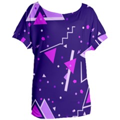 Purple Blue Geometric Pattern Women s Oversized Tee by Pakrebo