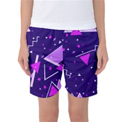 Purple Blue Geometric Pattern Women s Basketball Shorts by Pakrebo