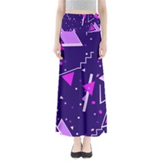 Purple Blue Geometric Pattern Full Length Maxi Skirt by Pakrebo