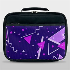 Purple Blue Geometric Pattern Lunch Bag by Pakrebo