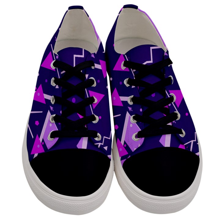 Purple Blue Geometric Pattern Men s Low Top Canvas Sneakers