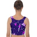 Purple Blue Geometric Pattern Velvet Crop Top View2