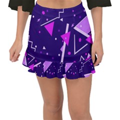 Purple Blue Geometric Pattern Fishtail Mini Chiffon Skirt by Pakrebo