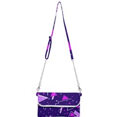 Purple Blue Geometric Pattern Mini Crossbody Handbag