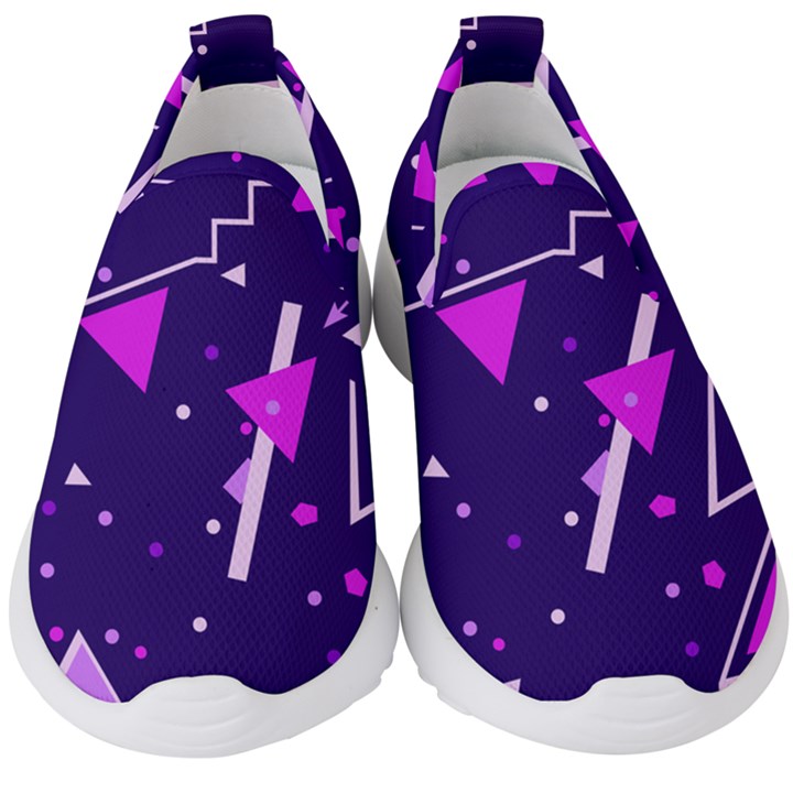 Purple Blue Geometric Pattern Kids  Slip On Sneakers