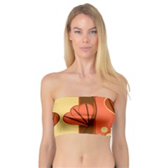 Amber Yellow Stripes Leaves Floral Bandeau Top by Pakrebo