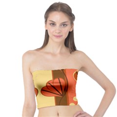 Amber Yellow Stripes Leaves Floral Tube Top by Pakrebo