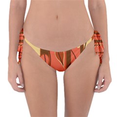 Amber Yellow Stripes Leaves Floral Reversible Bikini Bottom by Pakrebo