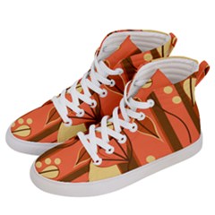 Amber Yellow Stripes Leaves Floral Men s Hi-top Skate Sneakers by Pakrebo