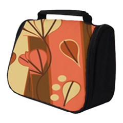 Amber Yellow Stripes Leaves Floral Full Print Travel Pouch (small)