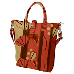 Amber Yellow Stripes Leaves Floral Buckle Top Tote Bag