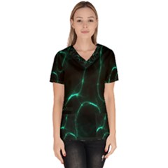 Green Pattern Background Abstract Women s V-neck Scrub Top by Pakrebo