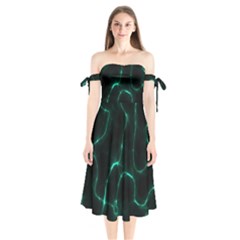 Green Pattern Background Abstract Shoulder Tie Bardot Midi Dress by Pakrebo