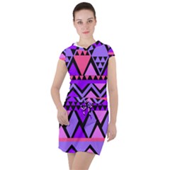 Seamless Purple Pink Pattern Drawstring Hooded Dress