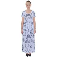 Set Chalk Out Scribble Collection High Waist Short Sleeve Maxi Dress by Pakrebo