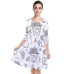 Set Chalk Out Scribble Collection Quarter Sleeve Waist Band Dress by Pakrebo