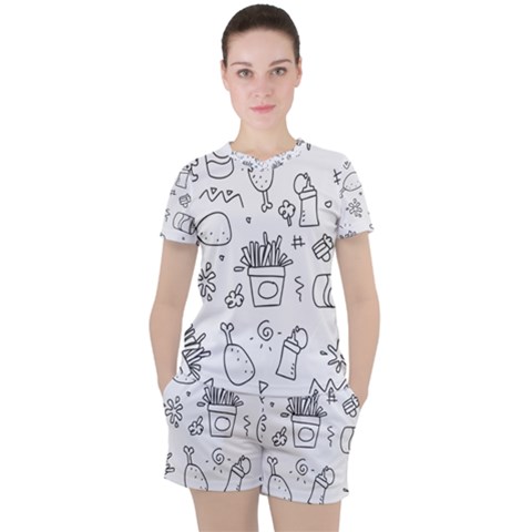 Set Chalk Out Scribble Collection Women s Tee And Shorts Set by Pakrebo