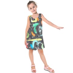 Repetition Seamless Child Sketch Kids  Sleeveless Dress by Pakrebo