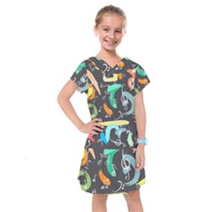 Repetition Seamless Child Sketch Kids  Drop Waist Dress by Pakrebo