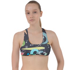 Repetition Seamless Child Sketch Criss Cross Racerback Sports Bra by Pakrebo