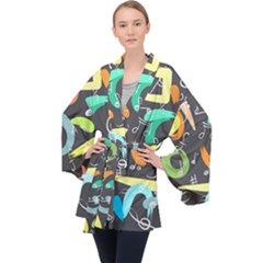 Repetition Seamless Child Sketch Velvet Kimono Robe