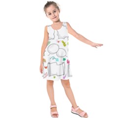 Set Chalk Out Chitchat Scribble Kids  Sleeveless Dress by Pakrebo