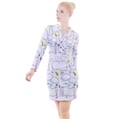 Set Chalk Out Chitchat Scribble Button Long Sleeve Dress by Pakrebo