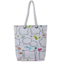 Set Chalk Out Chitchat Scribble Full Print Rope Handle Tote (small) by Pakrebo