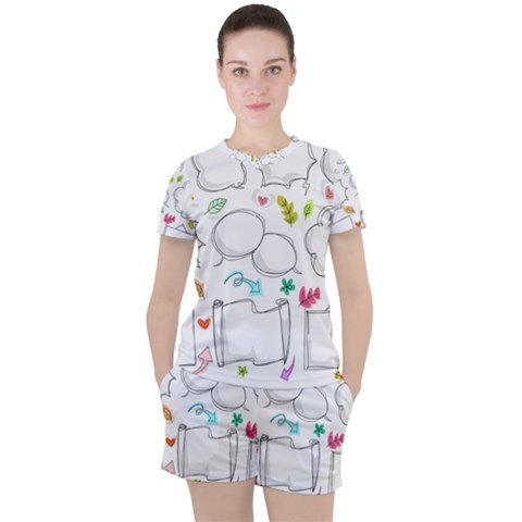 Set Chalk Out Chitchat Scribble Women s Tee And Shorts Set by Pakrebo