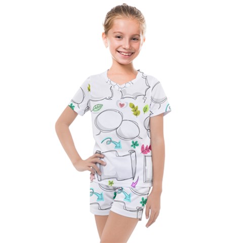 Set Chalk Out Chitchat Scribble Kids  Mesh Tee And Shorts Set by Pakrebo